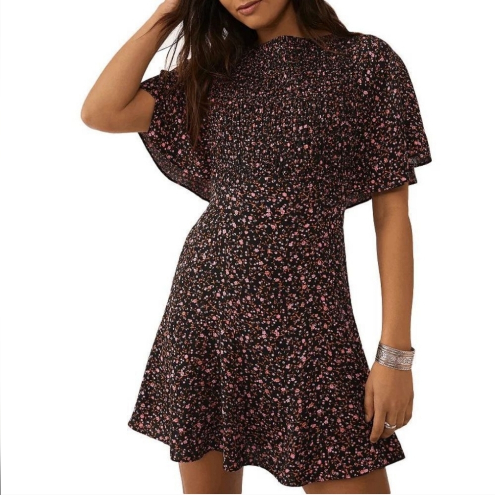 NWT Free People smocked lace up mini dress